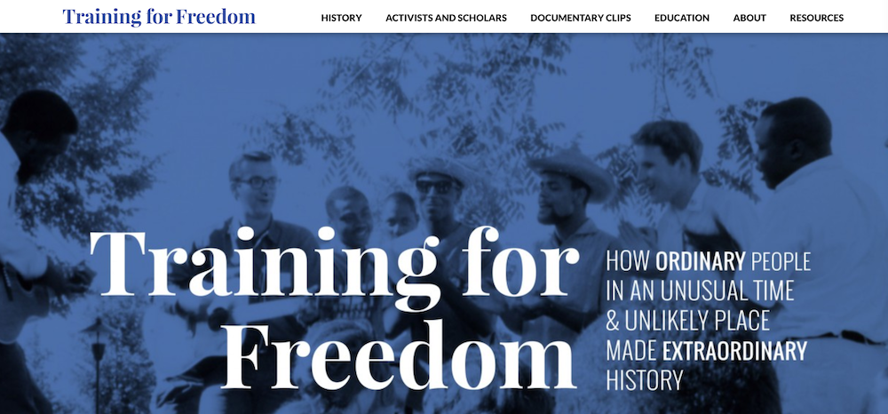 Training for Freedom website screenshot: How ordinary people in an unusual time and unlikely place made extraordinary history